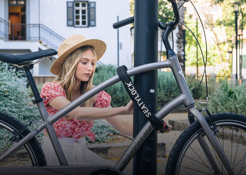 Antivol chaîne Seatylock Viking posé sur un vélo en ville
