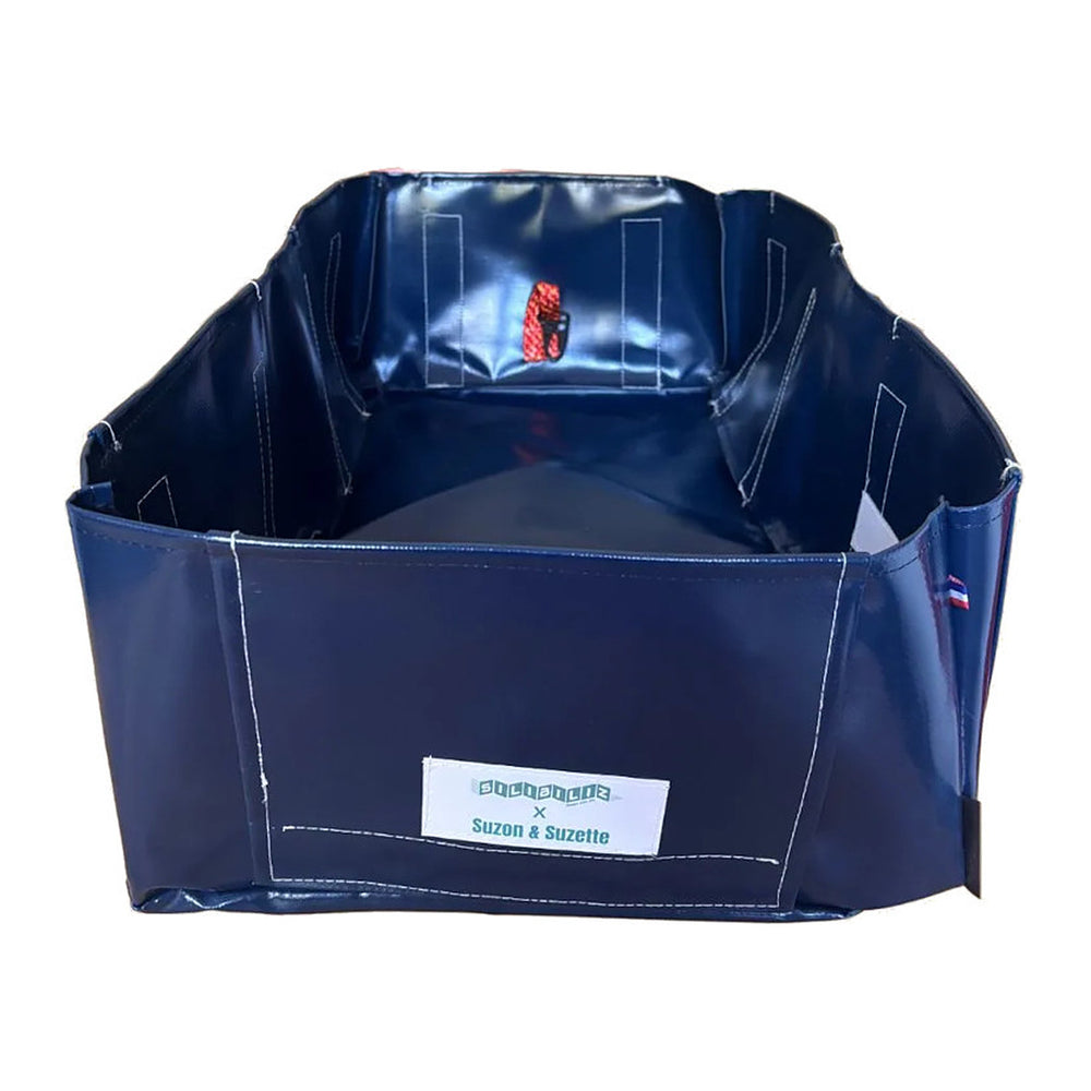 Bac arrière vélo longtail Suzon & Suzette - Bacatail 70 L – Bleu – le bac deploye