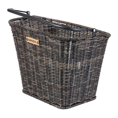 Panier avant vélo Basil Bremen Rattan Look KF 27 L – Marron – le panier avant Bremen Rattan Look marron, fixation KF
