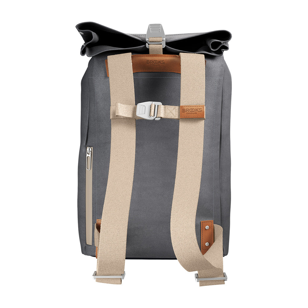 Sac à dos vélo toile et cuir Brooks - Pickwick 26 L - Gris / Miel - vue 3