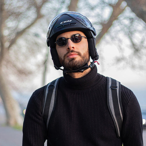 Casque vélo CGM Ebi Mono noir mat porté