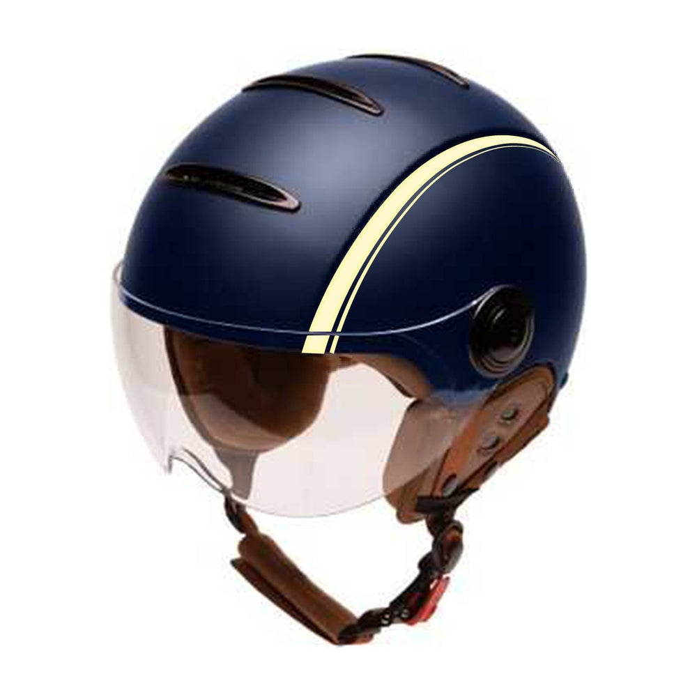 Casque Mârkö Tandem Light Paname bleu mat, vue de trois quarts avant