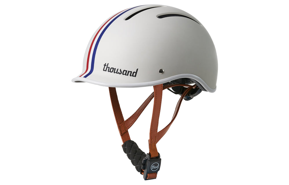 Casque vélo Enfant Thousand Junior Speedway Creme vue avant porté