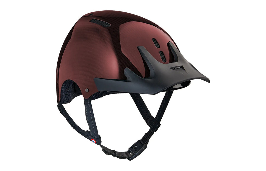 Casque vélo NACA Carbone Candy rouge avec visière magnétique tout-terrain