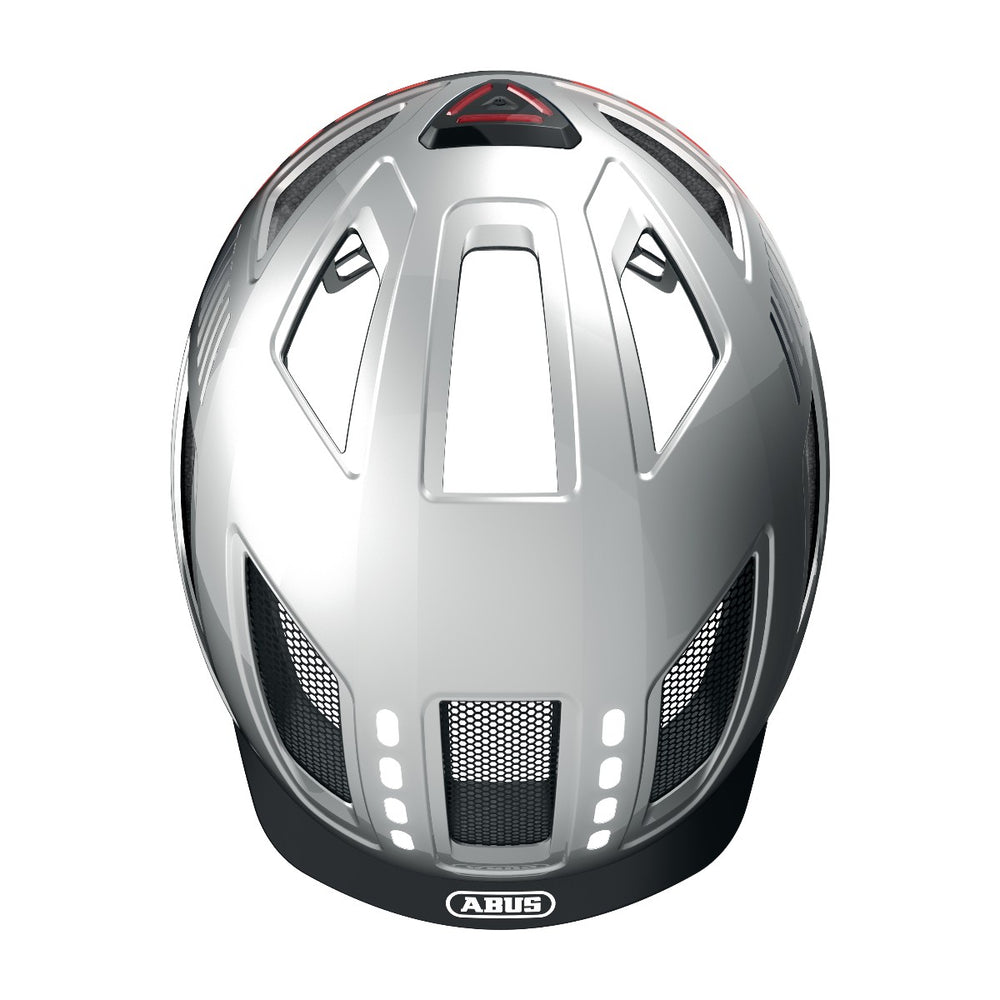 Casque vélo urbain Abus Hyban 2.0 LED Signal Silver
