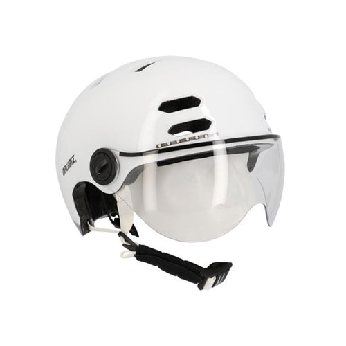 Casque vélo urbain Optimiz O394 à clignotants - Blanc Brillant