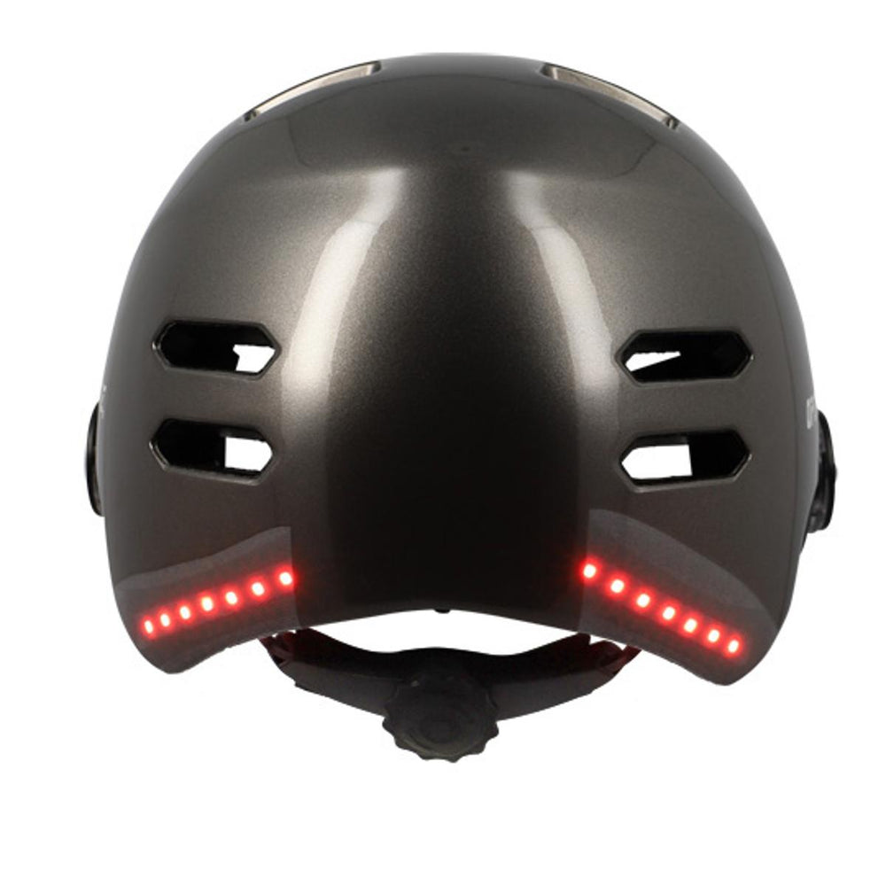 Casque vélo urbain Optimiz O394 à clignotants - Gris Brillant