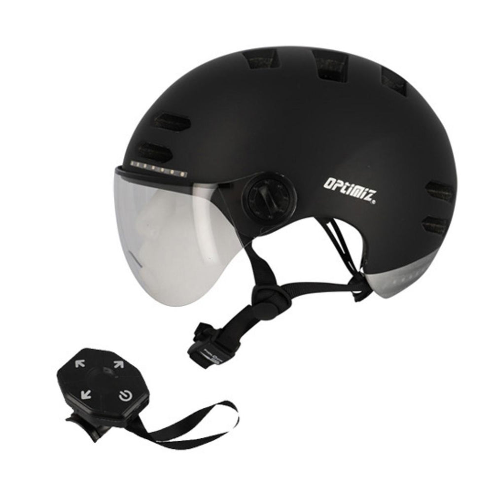 Casque vélo urbain Optimiz O394 à clignotants - Noir Mat