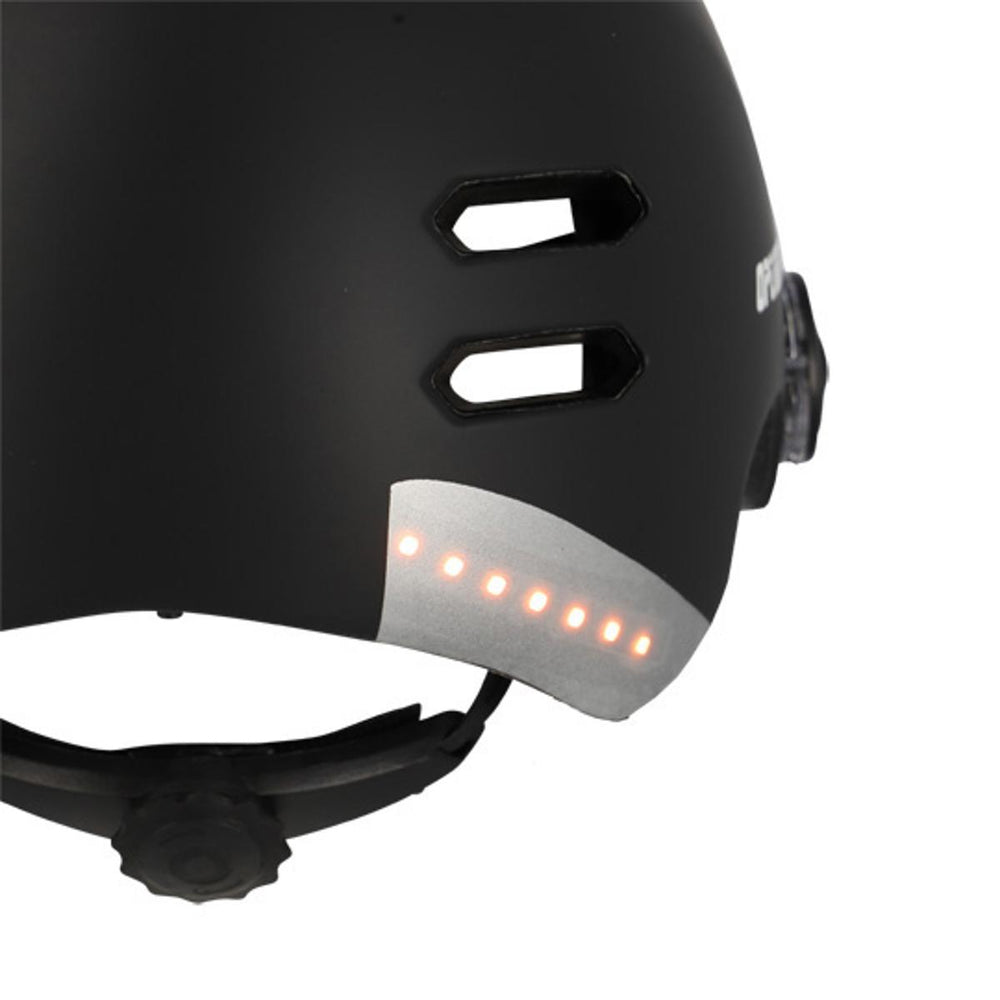 Casque vélo urbain Optimiz O394 à clignotants - Noir Mat