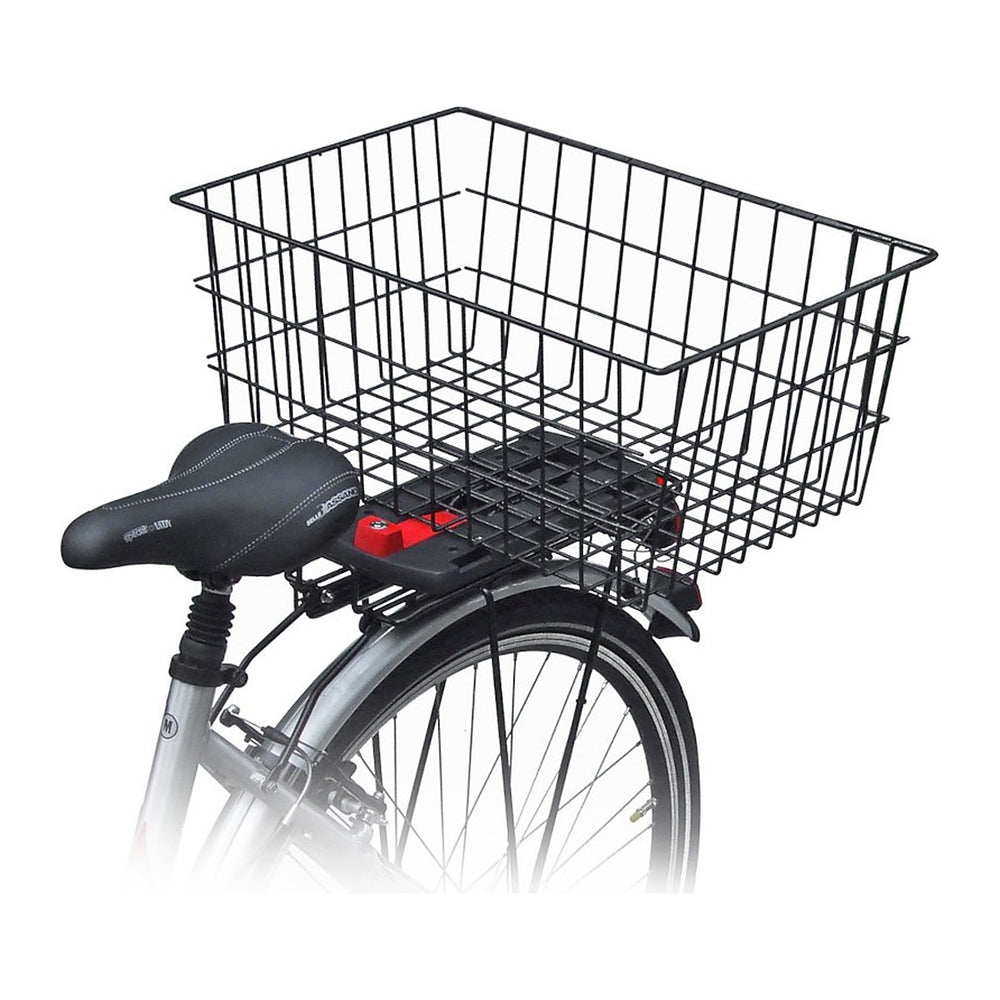 Grand panier vélo KlickFix GT Maxi 40 L et City Cargo 38 L – GT Maxi 40 L, GTA – le panier GT Maxi en place derriere la selle