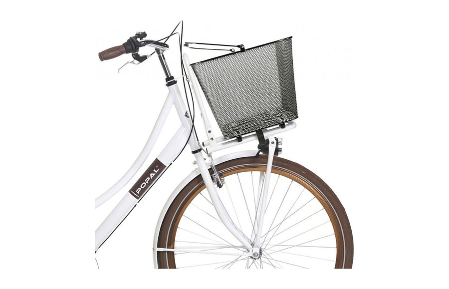 Panier KlickFix City Cargo monte sur un porte-bagages avant
