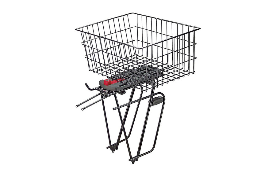 Panier KlickFix GT Maxi 40 L monte sur un porte-bagages