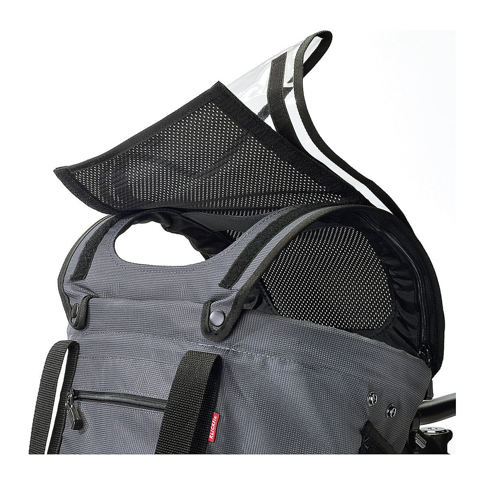 Ombrelle pour panier chien vélo KlickFix Shopper Doggy - l ombrelle en place sur le sac avant Shopper Doggy