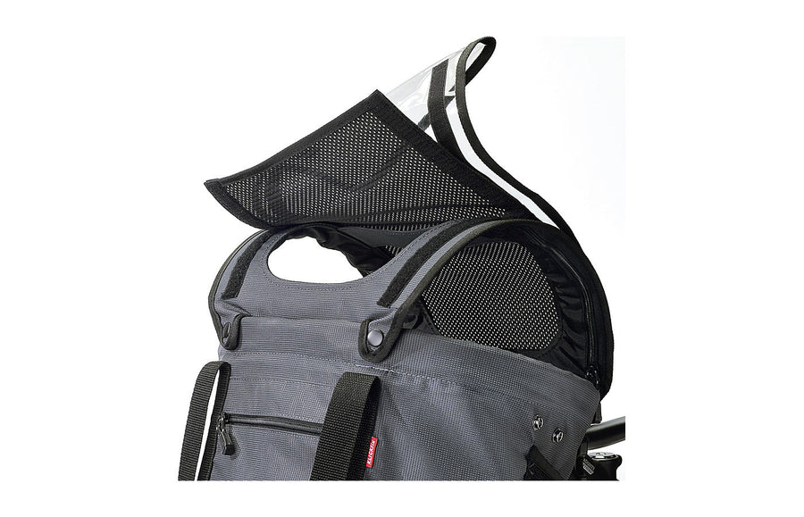 Ombrelle KlickFix montee sur le Shopper Doggy, filet enroule
