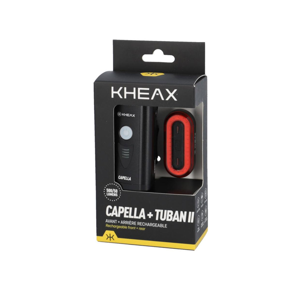 Pack éclairage vélo avant et arrière KHEAX Capella 500 / Tuban II