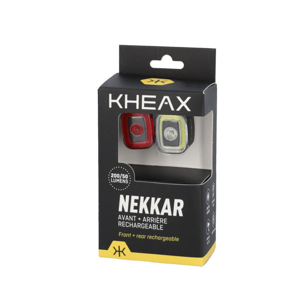 Pack éclairage vélo avant et arrière KHEAX Nekkar 200 / 50