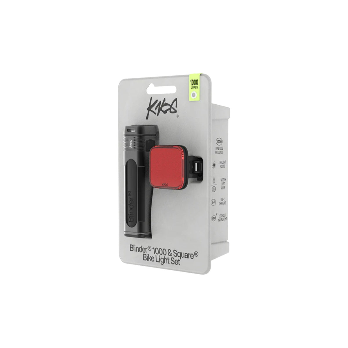 Pack éclairages vélo Knog - Blinder Pro 1000 et Blinder Rear Square