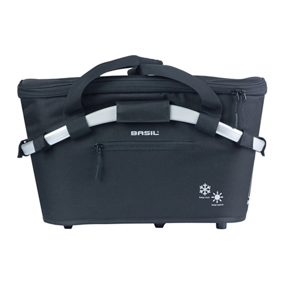 Panier arrière isotherme vélo Basil Classic Carry All MIK 18 L coloris Noir – vue de face, couvercle ferme