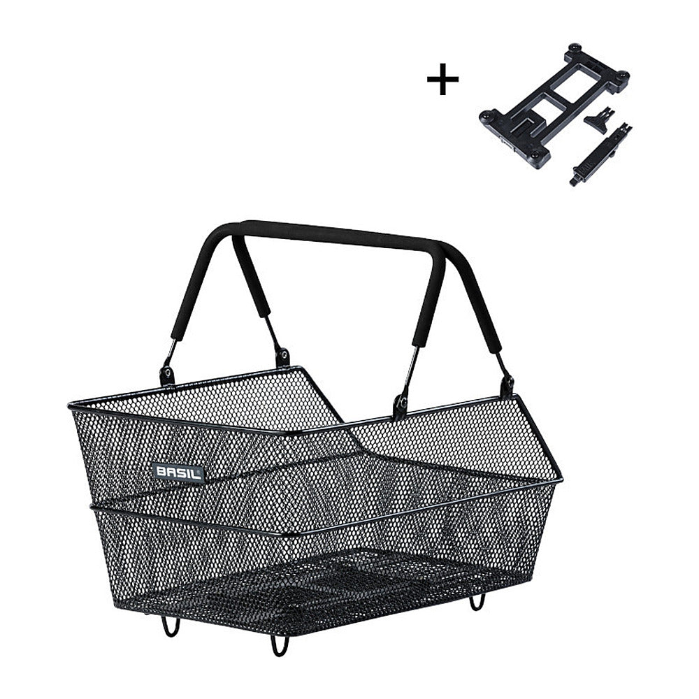Panier arrière vélo Basil Cento MIK 21 L coloris Noir – vue de profil