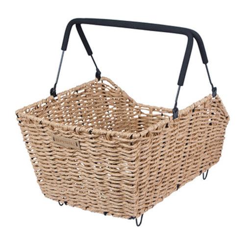 Panier arrière vélo Basil Cento Rattan Look Multi System NX 22 L coloris Seagrass – vue trois quarts