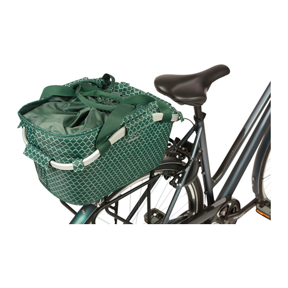 Panier arrière vélo Basil Flair Carry All MIK 22 L coloris Vert – armature biseautee cote selle