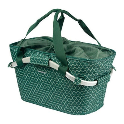 Panier arrière vélo Basil Flair Carry All MIK 22 L coloris Vert – vue trois quarts anses relevees