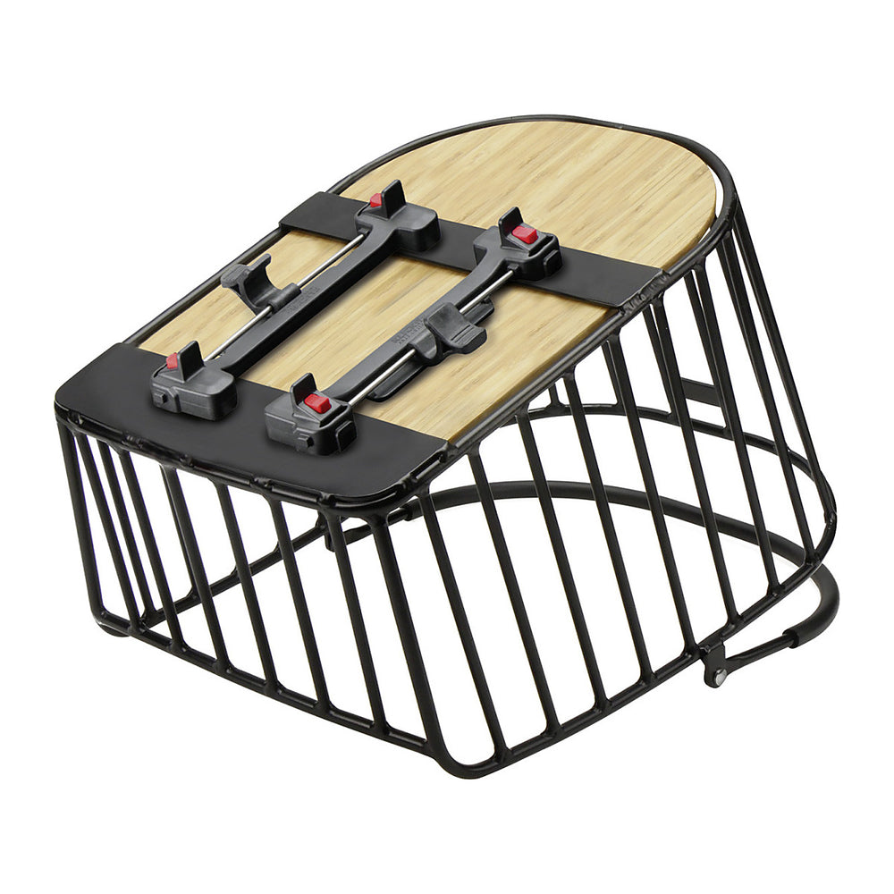 Panier arrière vélo KlickFix Aluminio GT 21 L – Fixation KorbKlip 2 – le fond en bambou et l adaptateur