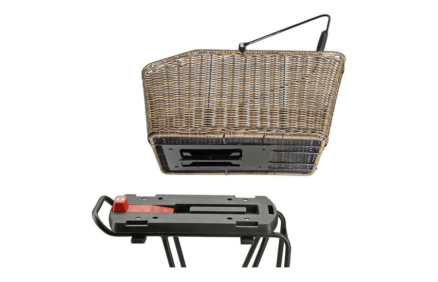 Panier arrière vélo KlickFix Structura 18 L – Marron, GTA – la plaque KLICKfix soudee sous le panier