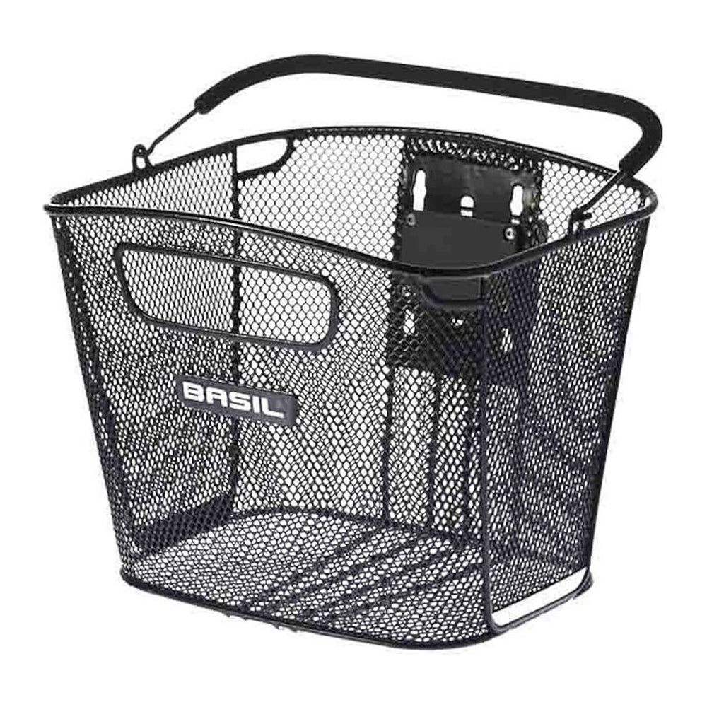 Panier avant vélo Basil Bold Front KF – Noir – le panier avant Bold Front noir en acier maille fine