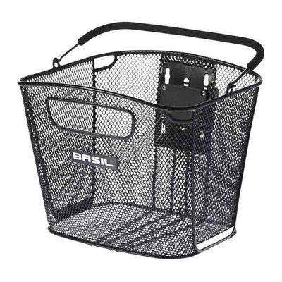 Panier avant vélo Basil Bold Front KF – Noir – le panier avant Bold Front noir en acier maille fine