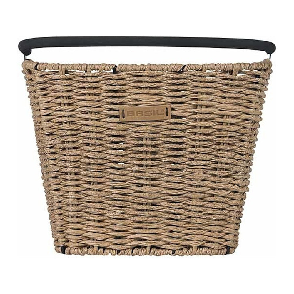 Panier avant vélo Basil Bremen Rattan Look KF 27 L coloris Seagrass – vue de face