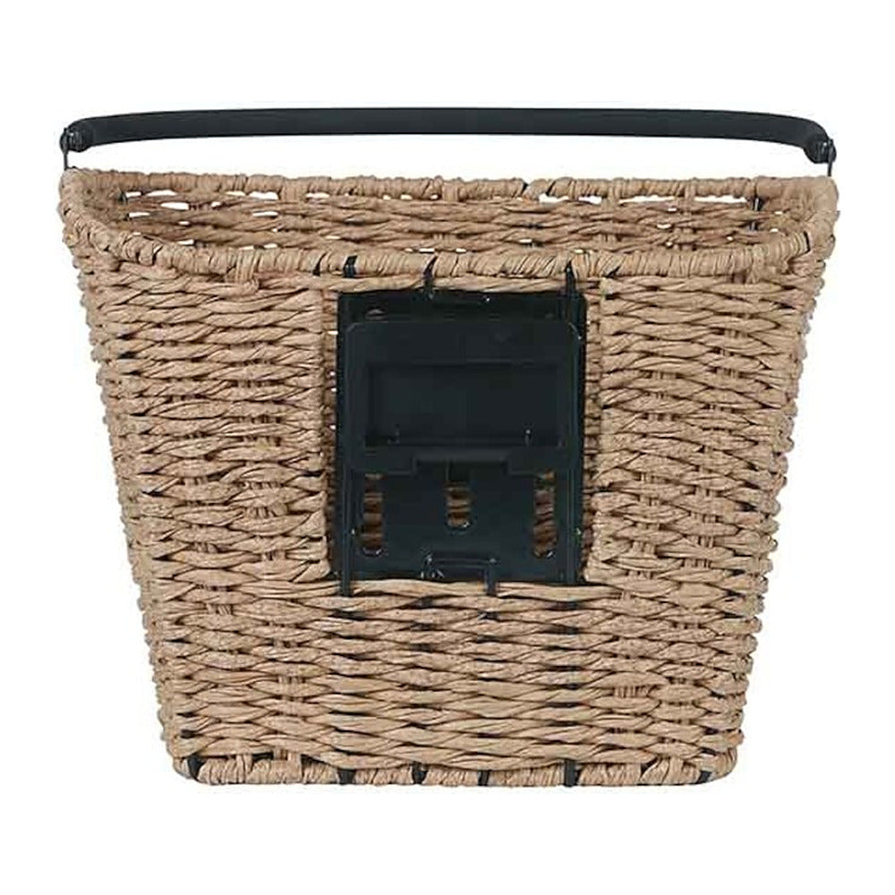 Panier avant vélo Basil Bremen Rattan Look KF 27 L coloris Seagrass – plaque KF a l arriere du panier