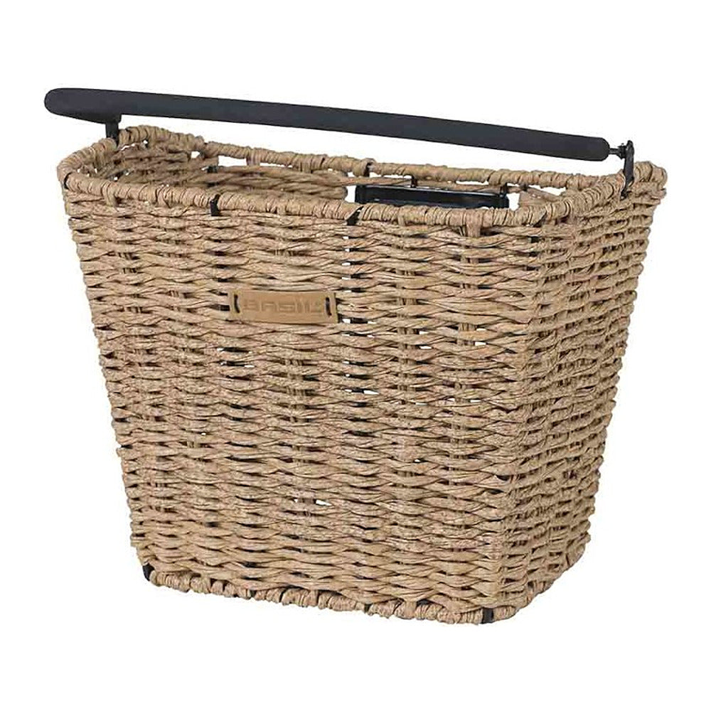 Panier avant vélo Basil Bremen Rattan Look KF 27 L coloris Seagrass – vue trois quarts