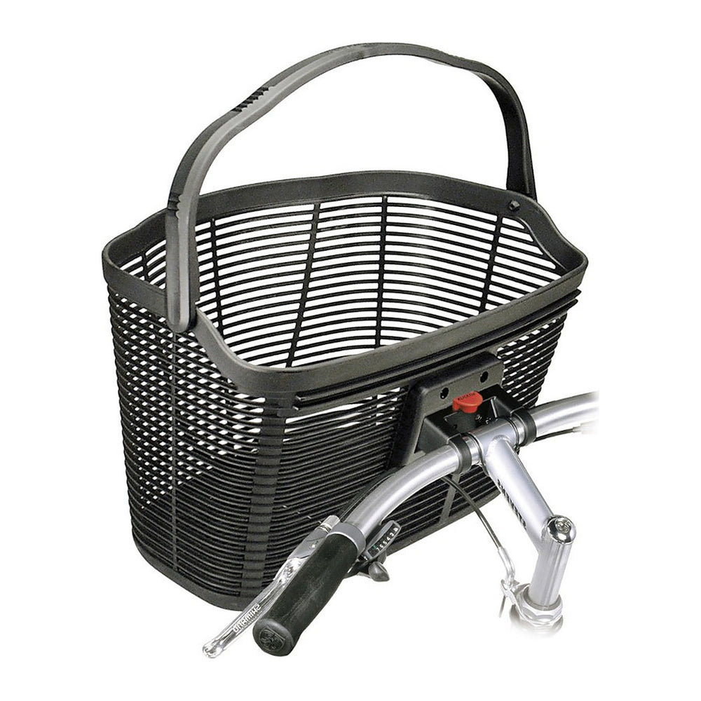 Panier avant vélo KlickFix Lamello – Lamello 18 L – le panier en place sur le guidon