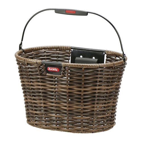 Panier avant vélo KlickFix Structura Oval 16 L – Marron – le panier vu de trois quarts