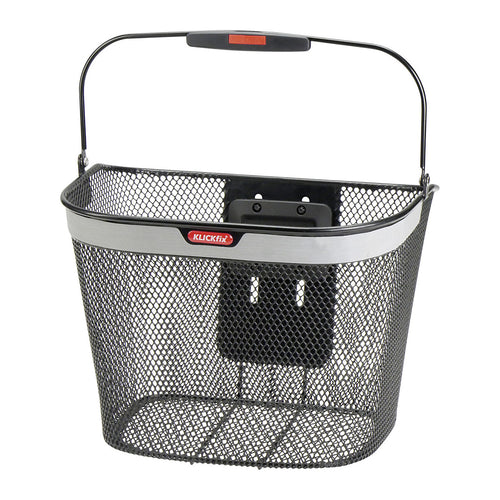 Panier avant vélo réfléchissant KlickFix Uni Reflect 16 L – Noir réfléchissant – le panier vu de face
