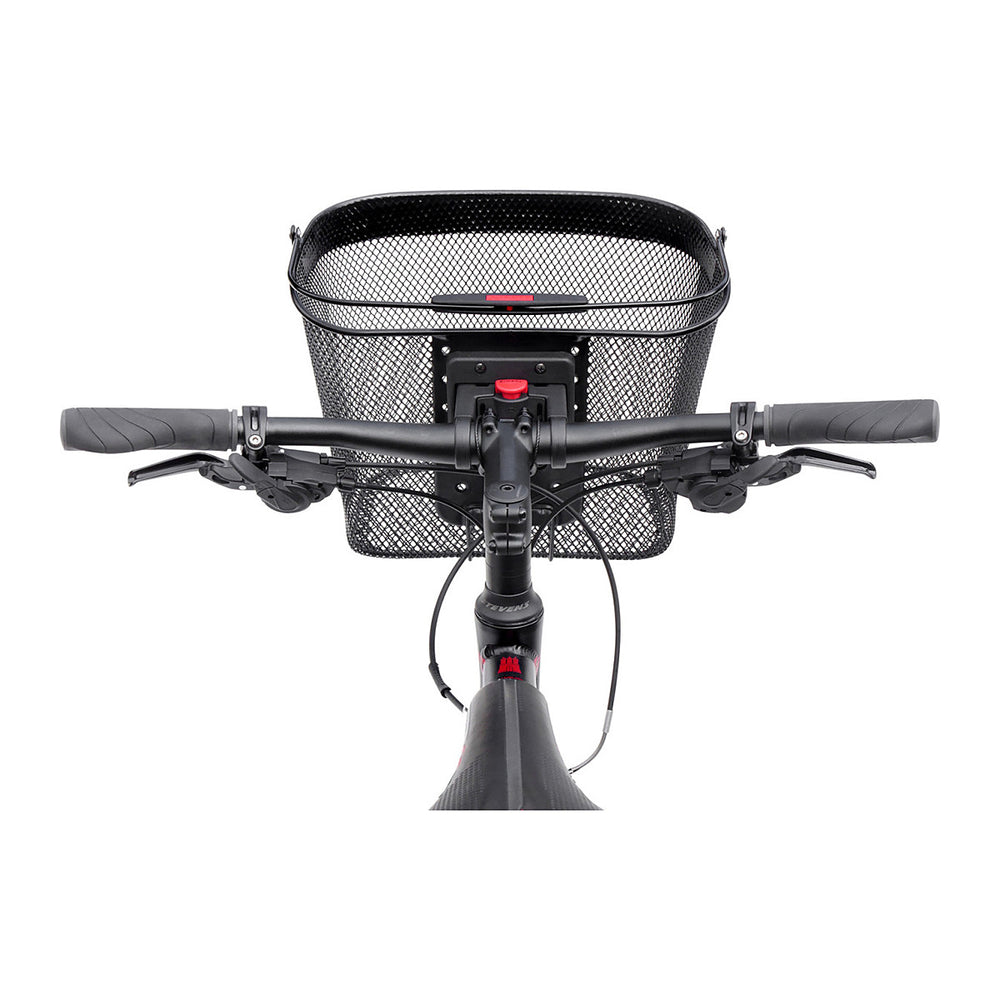 Panier avant vélo réfléchissant KlickFix Uni Reflect 16 L – Noir réfléchissant – le panier monte sur un guidon