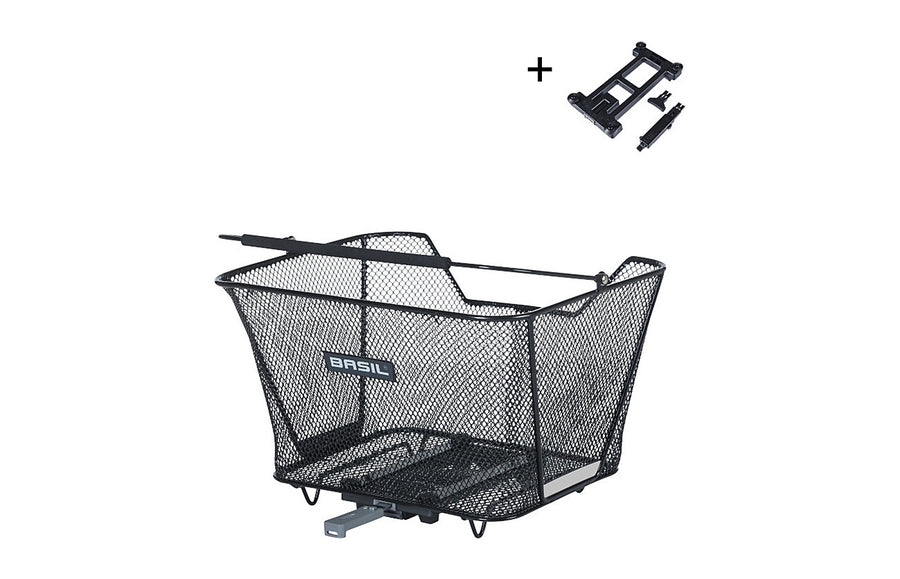 Panier Basil Nordland acier noir et fond bambou