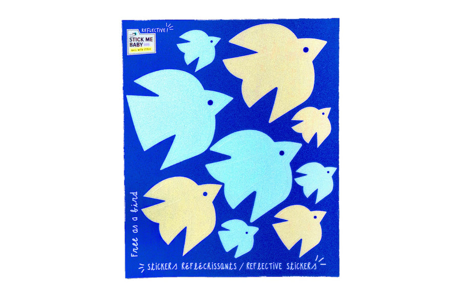 Planche mini stickers réfléchissants Stick me Baby : Oiseaux, effet réfléchissant au flash