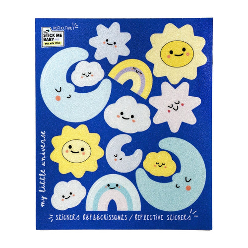 Planche mini stickers réfléchissants Stick me Baby : Univers, planche vue de face