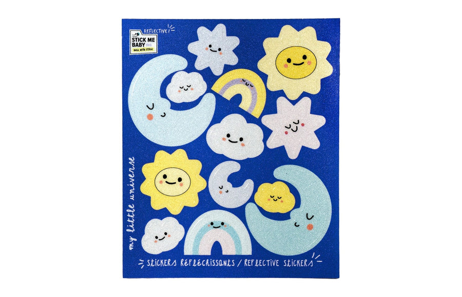 Planche mini stickers réfléchissants Stick me Baby : Univers, planche vue de face
