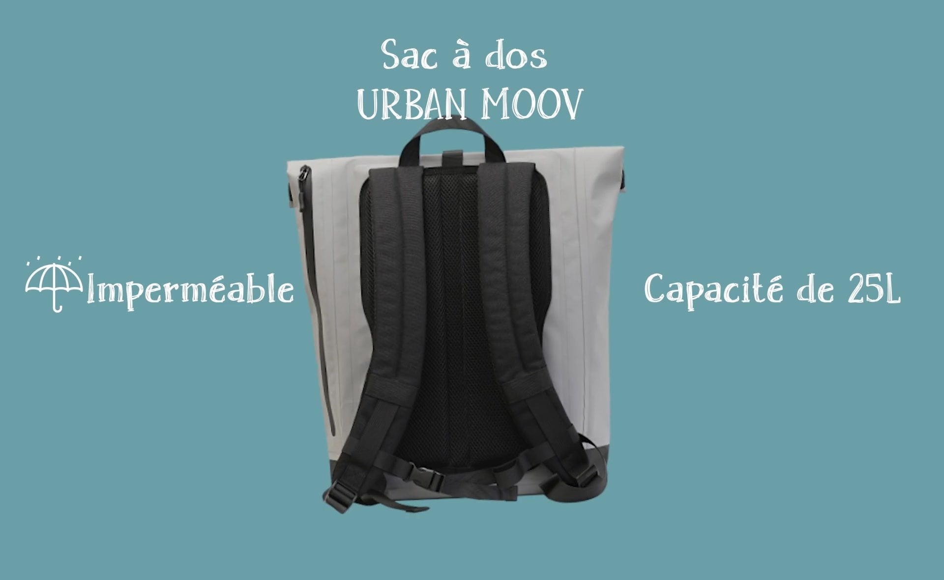 Vidéo officielle du sac à dos roll-top Urban Moov, imperméable, 25 L