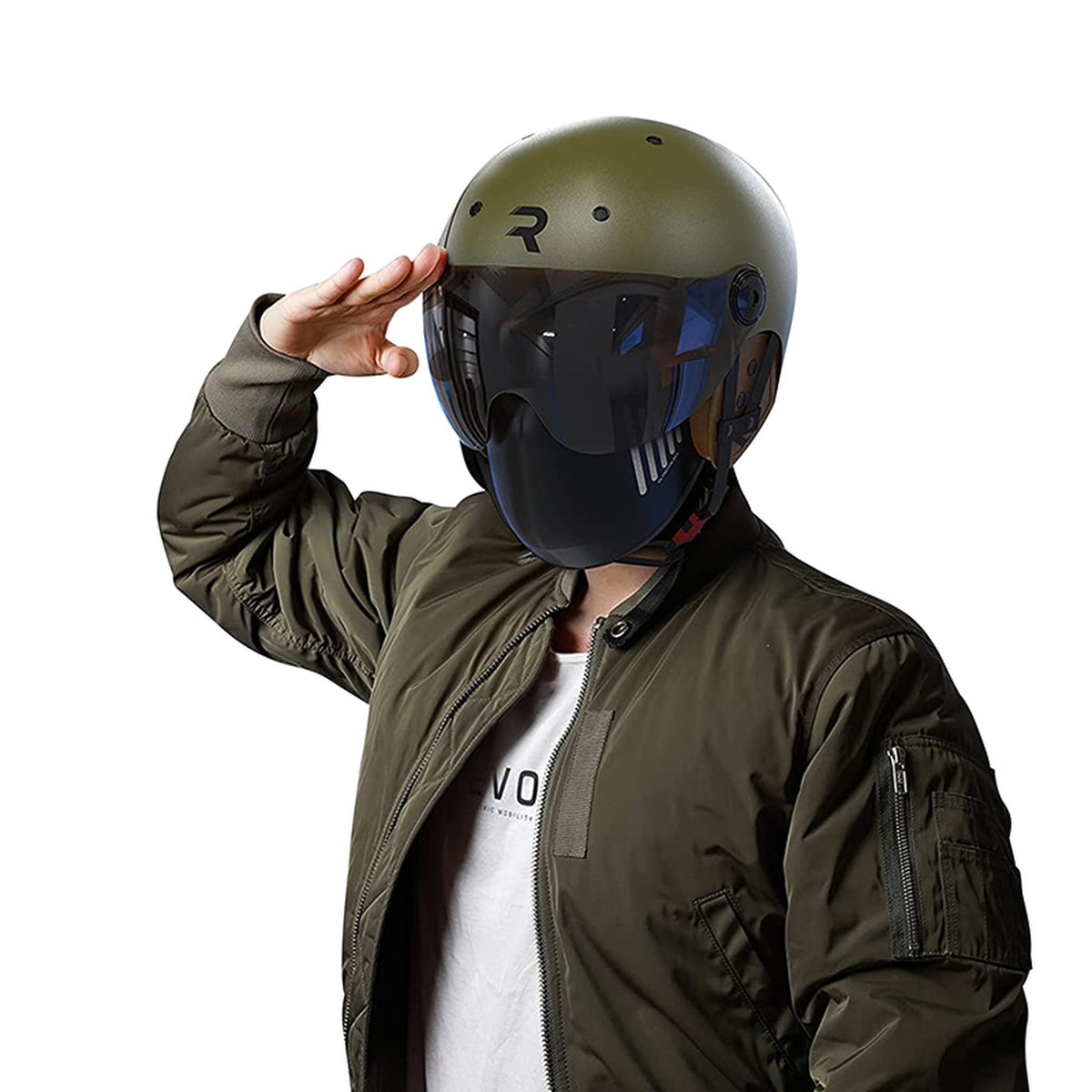 Casque vélo Revoe Karm Premium kaki porté