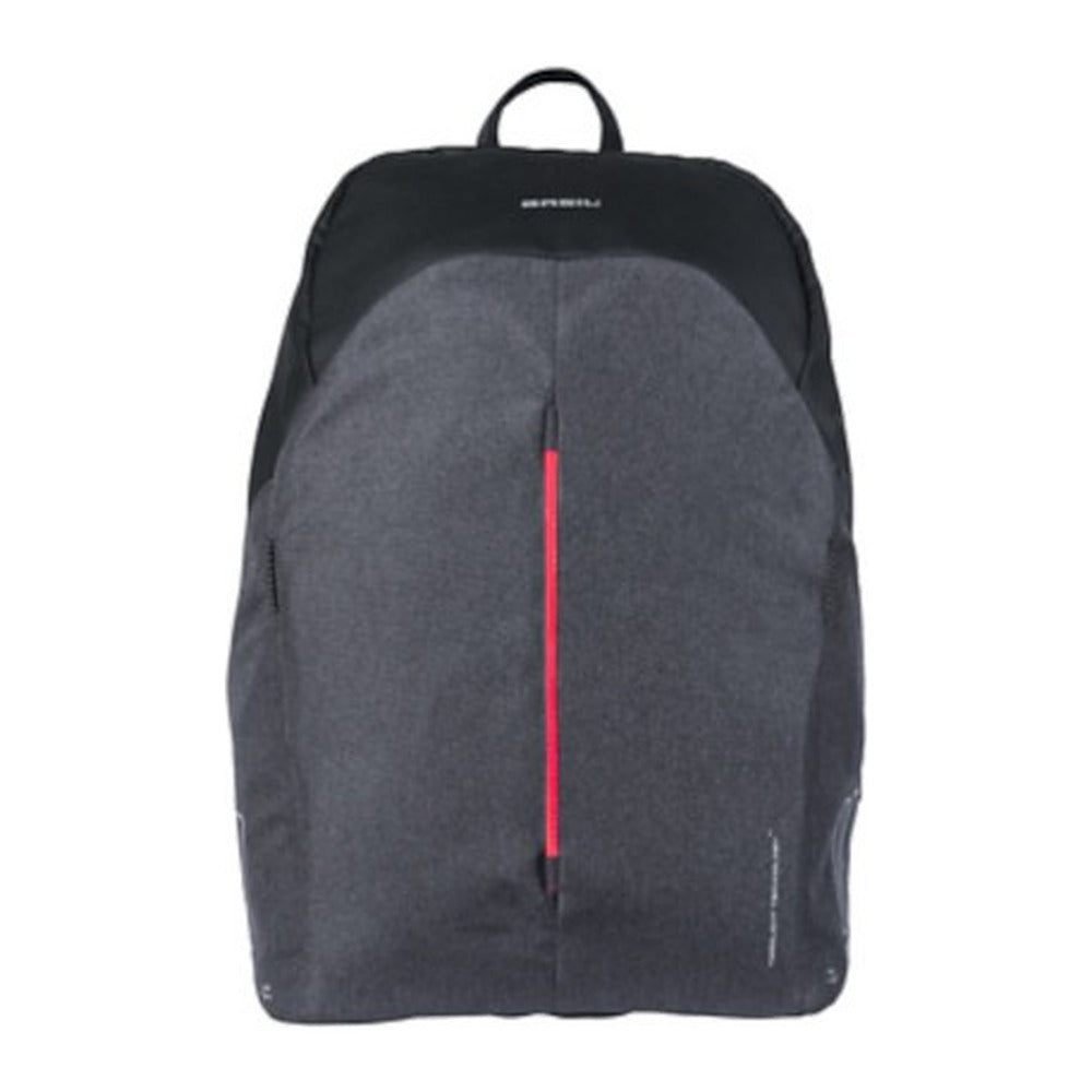 Sac à dos vélo Basil B-Safe Nordlicht 18 L coloris Noir Graphite – vue de face, bande LED