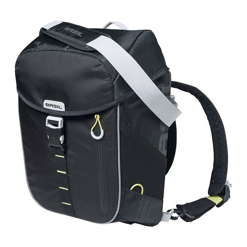 Sac à dos vélo Basil Miles 17 L coloris Black Lime – vue trois quarts