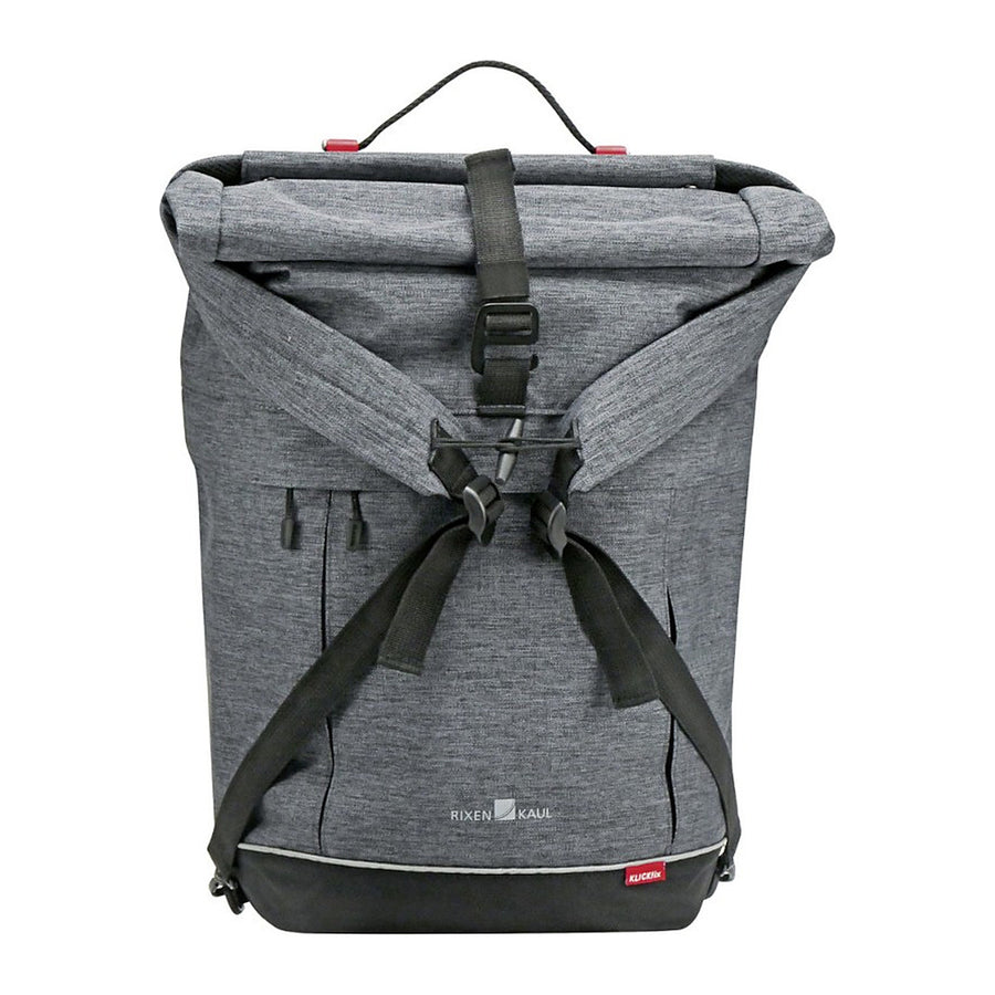 Sac à dos vélo KlickFix Freepack et Matchpack – Freepack Switch 18 L, gris, Modul Rail – le Modul Rail escamote au dos