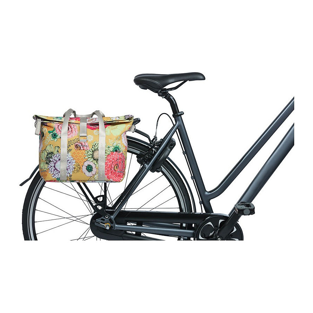 Sac à main vélo Basil Bloom Field MIK 11 L coloris Jaune – monte sur le cote du porte-bagages