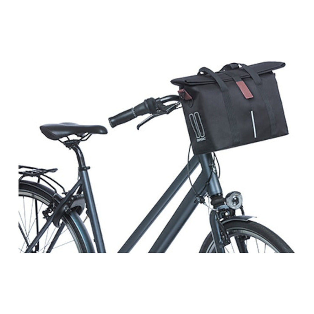 Sac à main vélo Basil City KF Hook 8-11 L coloris Noir – monte a l avant sur le guidon