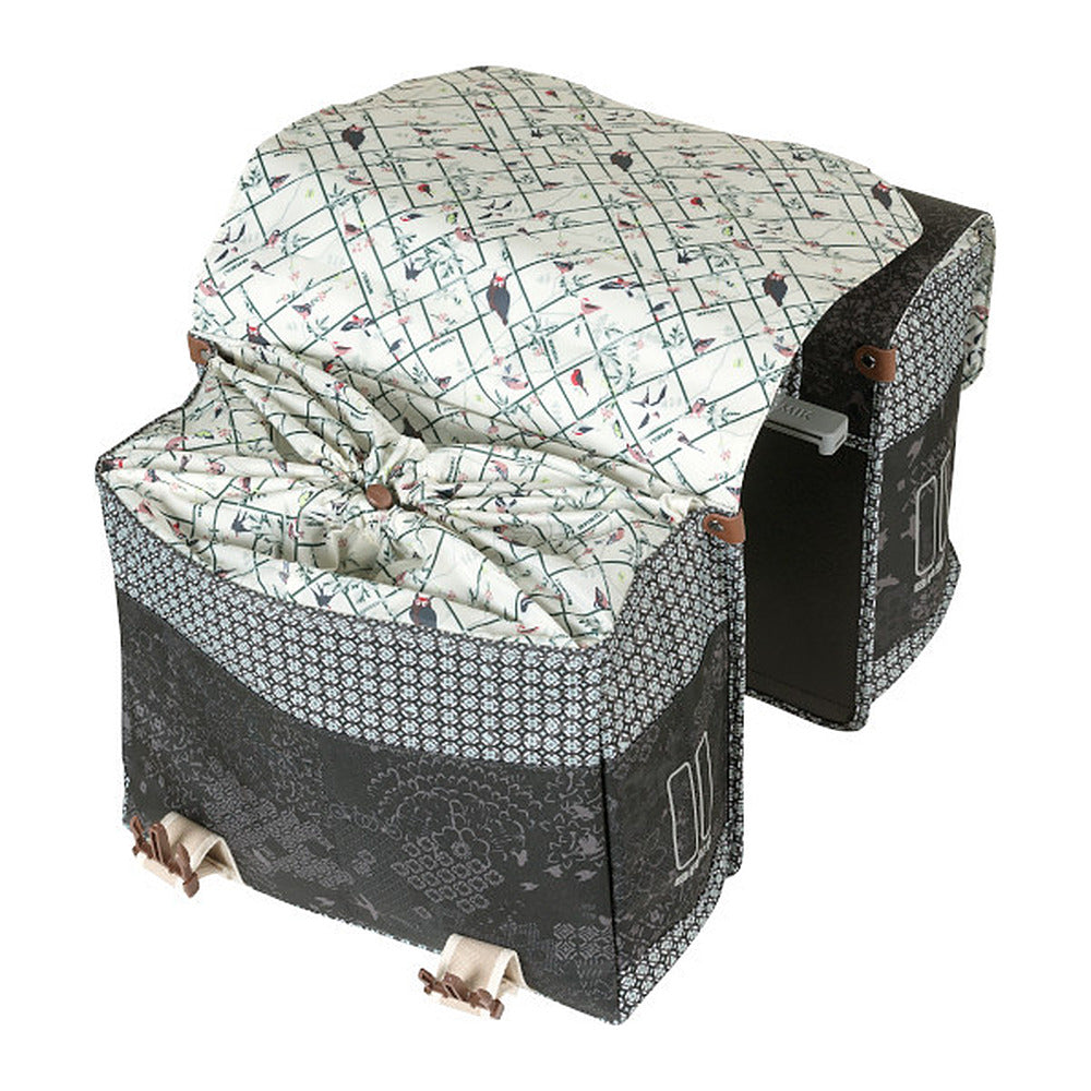 Sacoche double vélo Basil Bohème MIK 35 L coloris Charcoal – interieur et cordon de serrage