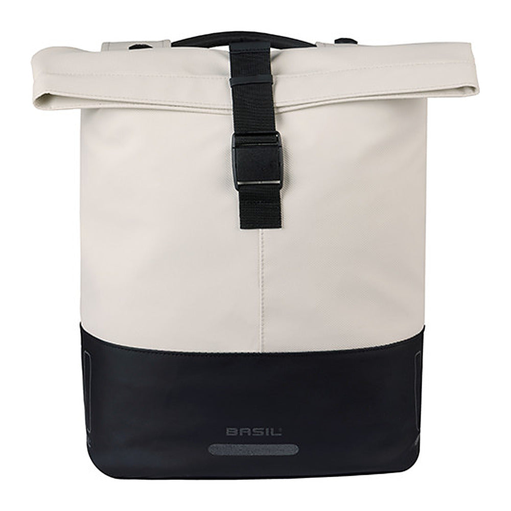 Sacoche double vélo Basil Cove MIK 32 L coloris Blanc cassé – une sacoche vue de face
